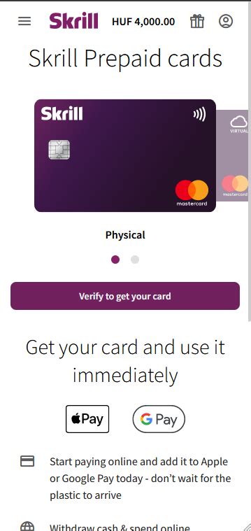 Skrill debit card application and verification step by step.